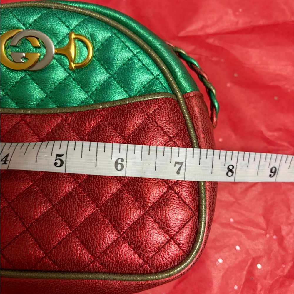 GUCCI Trapuntata bag Limited leather mini red/green metallic vintage - Picture 5 of 16